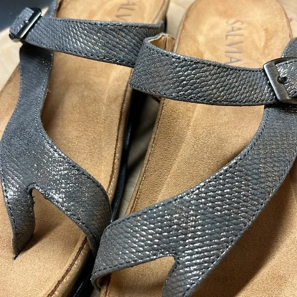 SALVIA Leather/Suede Anoros Sandals in Lizzard Pewter - Picture 3 of 16